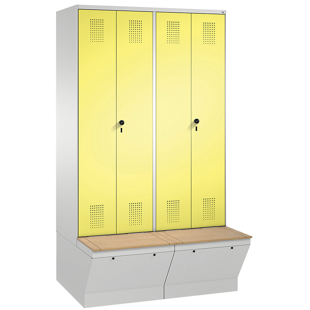 Penderie EVOLO à portes fermant l'une contre l'autre, avec boîte de rangement