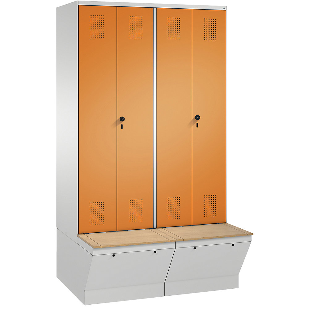 Penderie EVOLO à portes fermant l'une contre l'autre, avec boîte de rangement