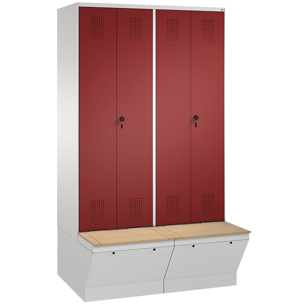 Penderie EVOLO à portes fermant l'une contre l'autre, avec boîte de rangement