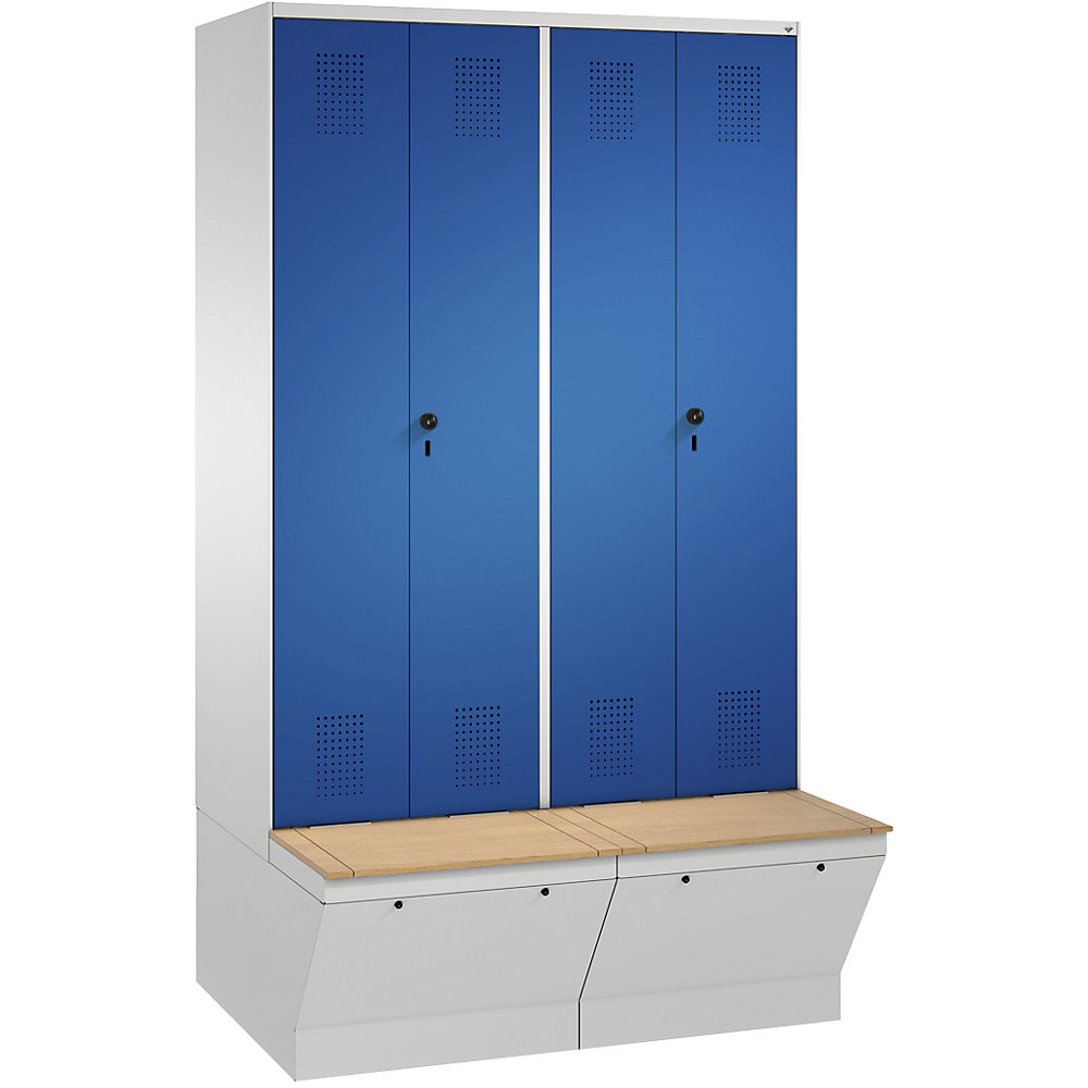 Penderie EVOLO à portes fermant l'une contre l'autre, avec boîte de rangement