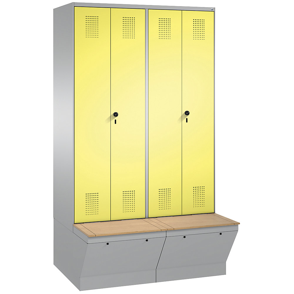 Penderie EVOLO à portes fermant l'une contre l'autre, avec boîte de rangement