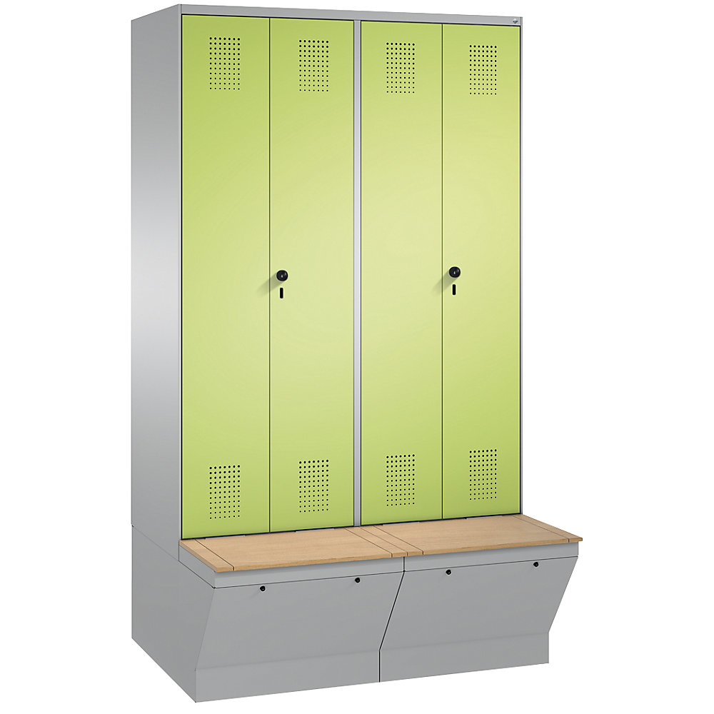 Penderie EVOLO à portes fermant l'une contre l'autre, avec boîte de rangement