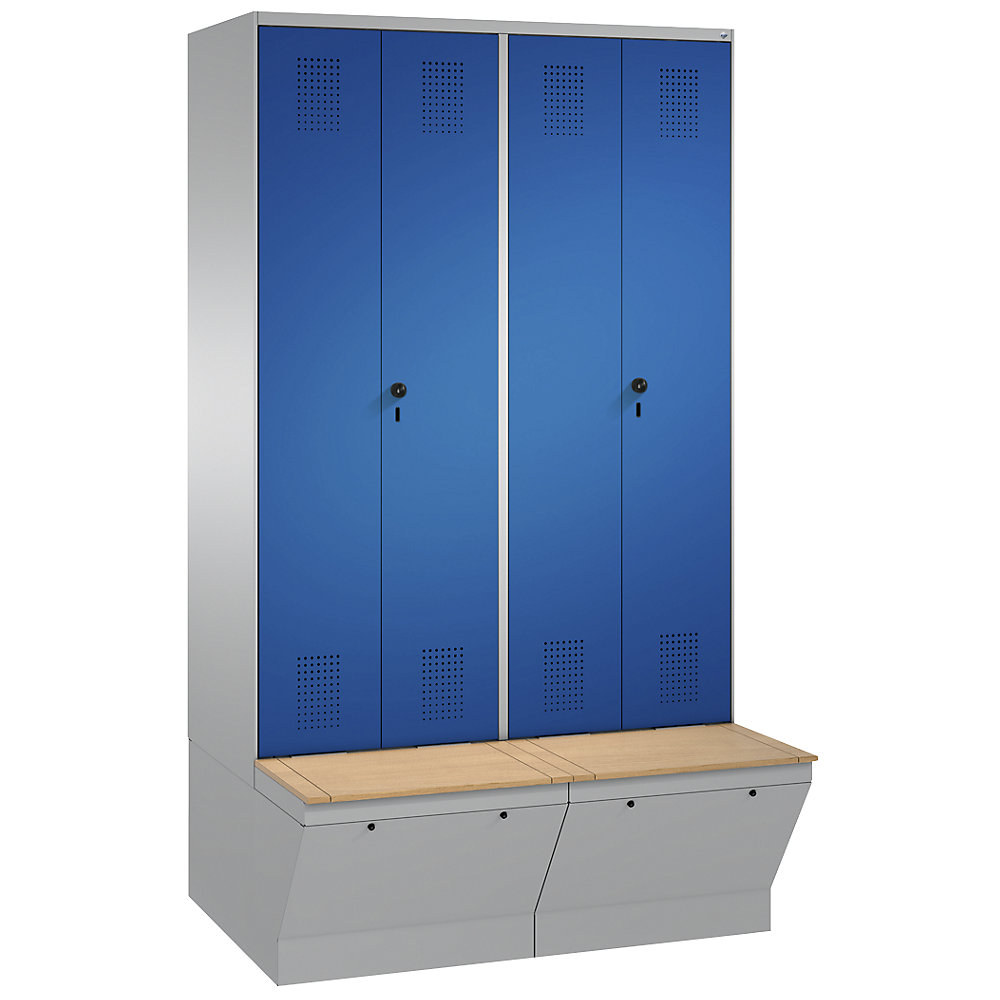 Penderie EVOLO à portes fermant l'une contre l'autre, avec boîte de rangement