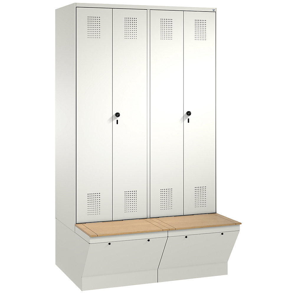 Penderie EVOLO à portes fermant l'une contre l'autre, avec boîte de rangement