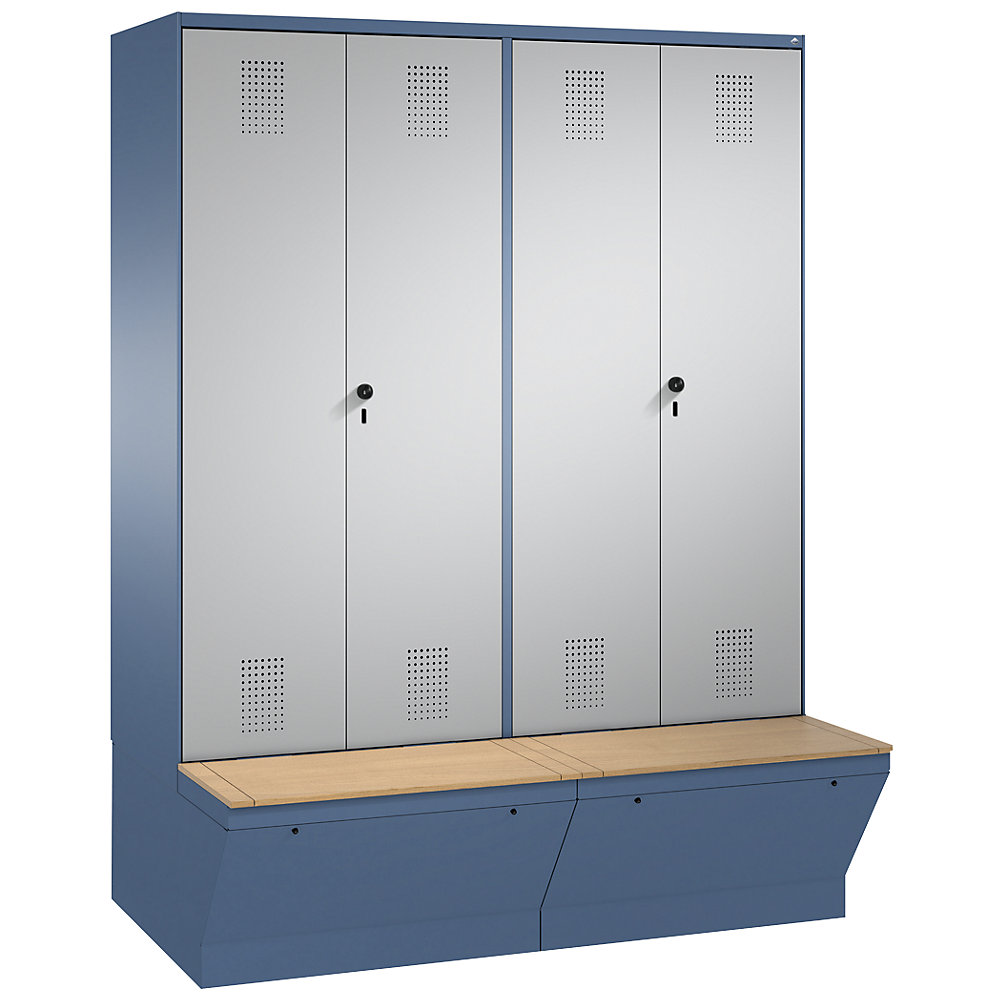 Penderie EVOLO à portes fermant l'une contre l'autre, avec boîte de rangement