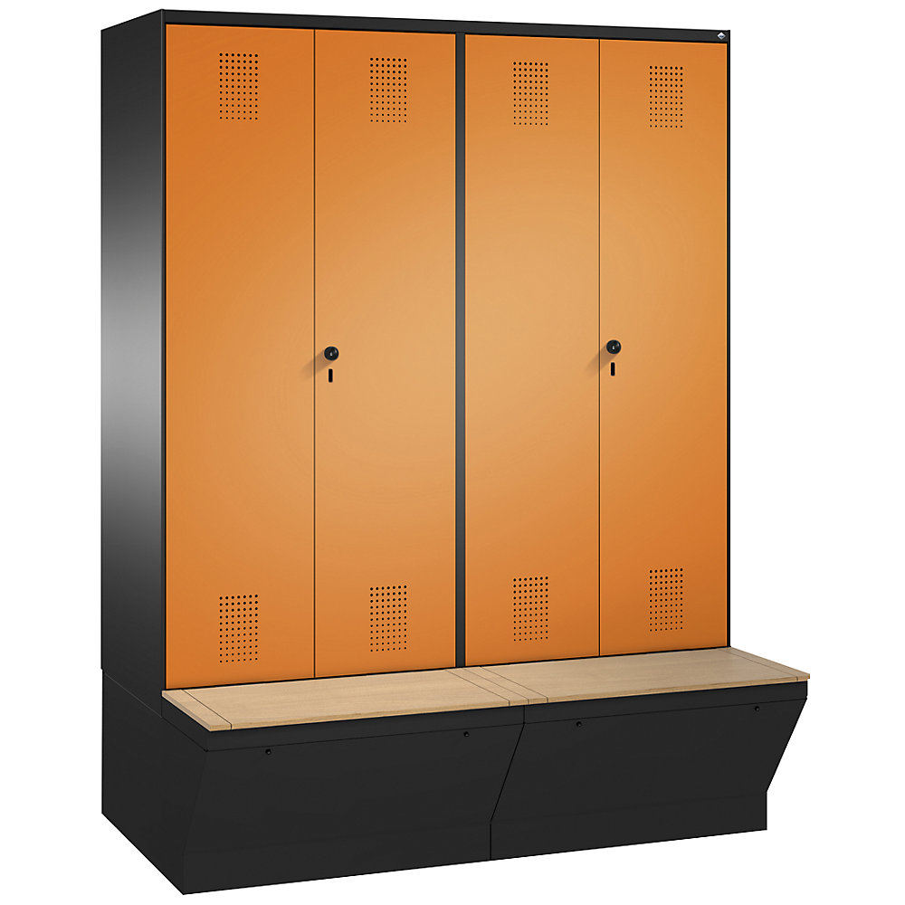 Penderie EVOLO à portes fermant l'une contre l'autre, avec boîte de rangement