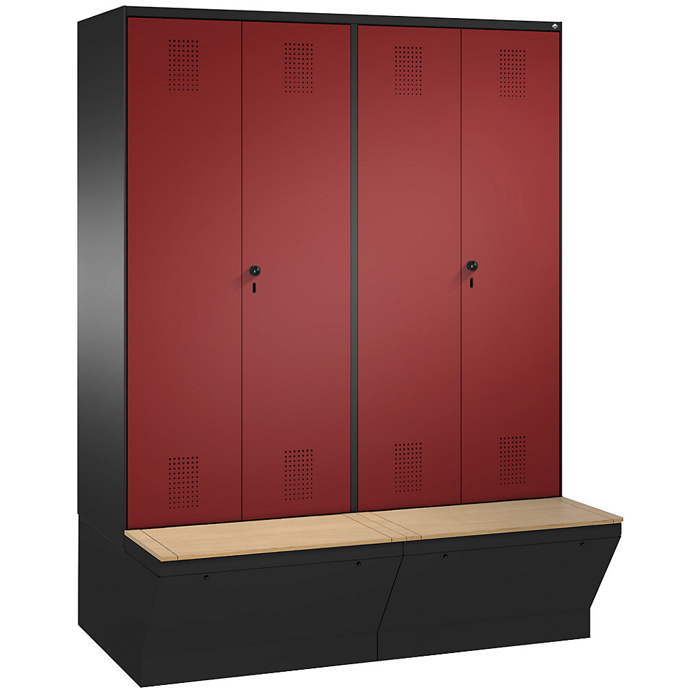 Penderie EVOLO à portes fermant l'une contre l'autre, avec boîte de rangement