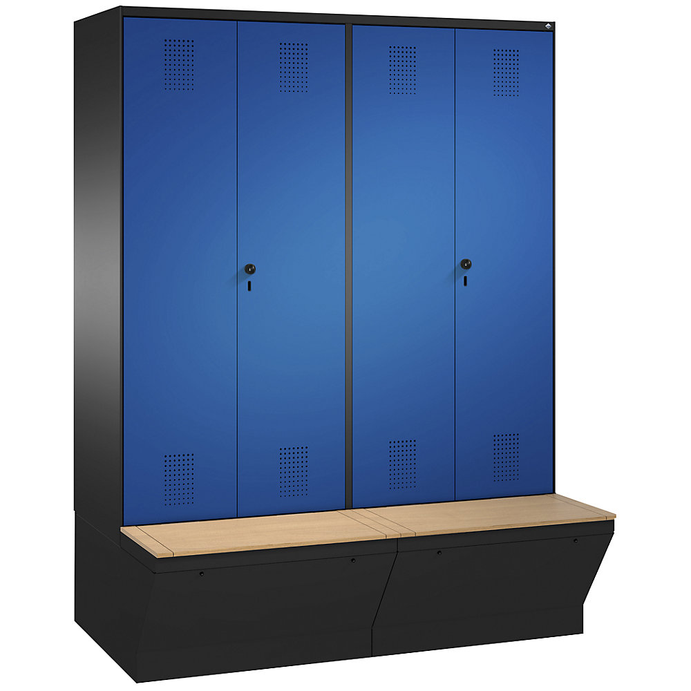 Penderie EVOLO à portes fermant l'une contre l'autre, avec boîte de rangement