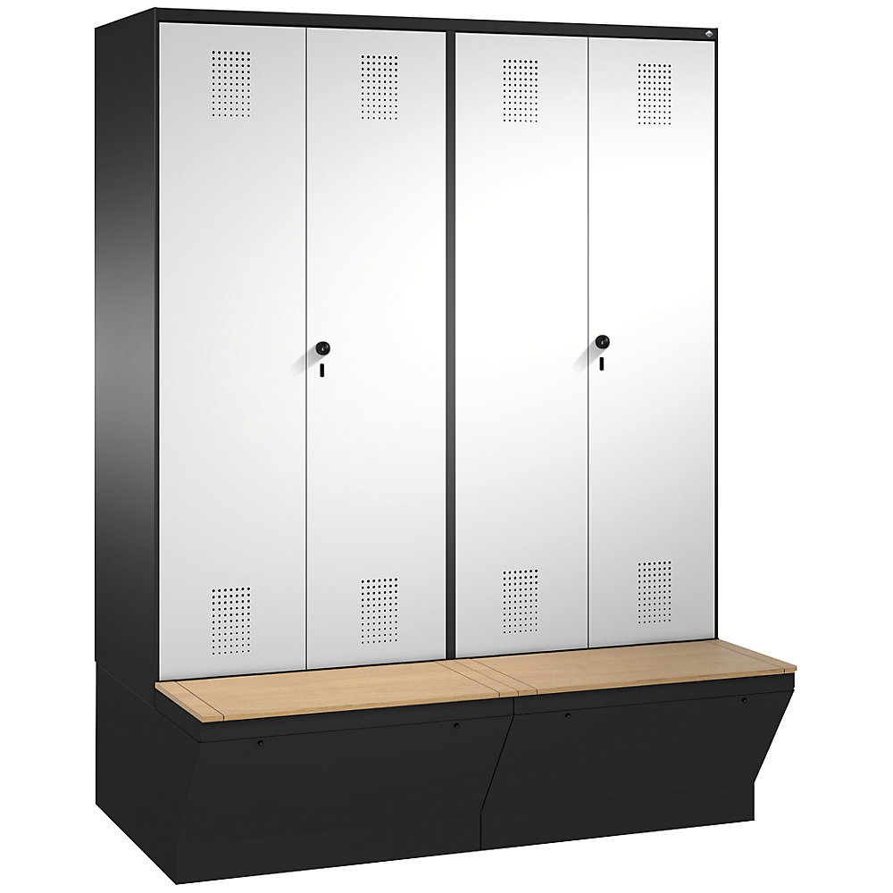 Penderie EVOLO à portes fermant l'une contre l'autre, avec boîte de rangement