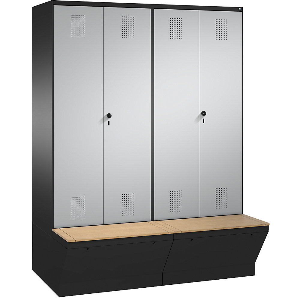 Penderie EVOLO à portes fermant l'une contre l'autre, avec boîte de rangement