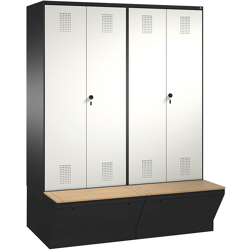 Penderie EVOLO à portes fermant l'une contre l'autre, avec boîte de rangement