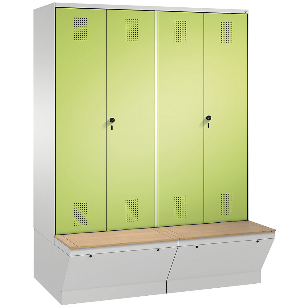 Penderie EVOLO à portes fermant l'une contre l'autre, avec boîte de rangement