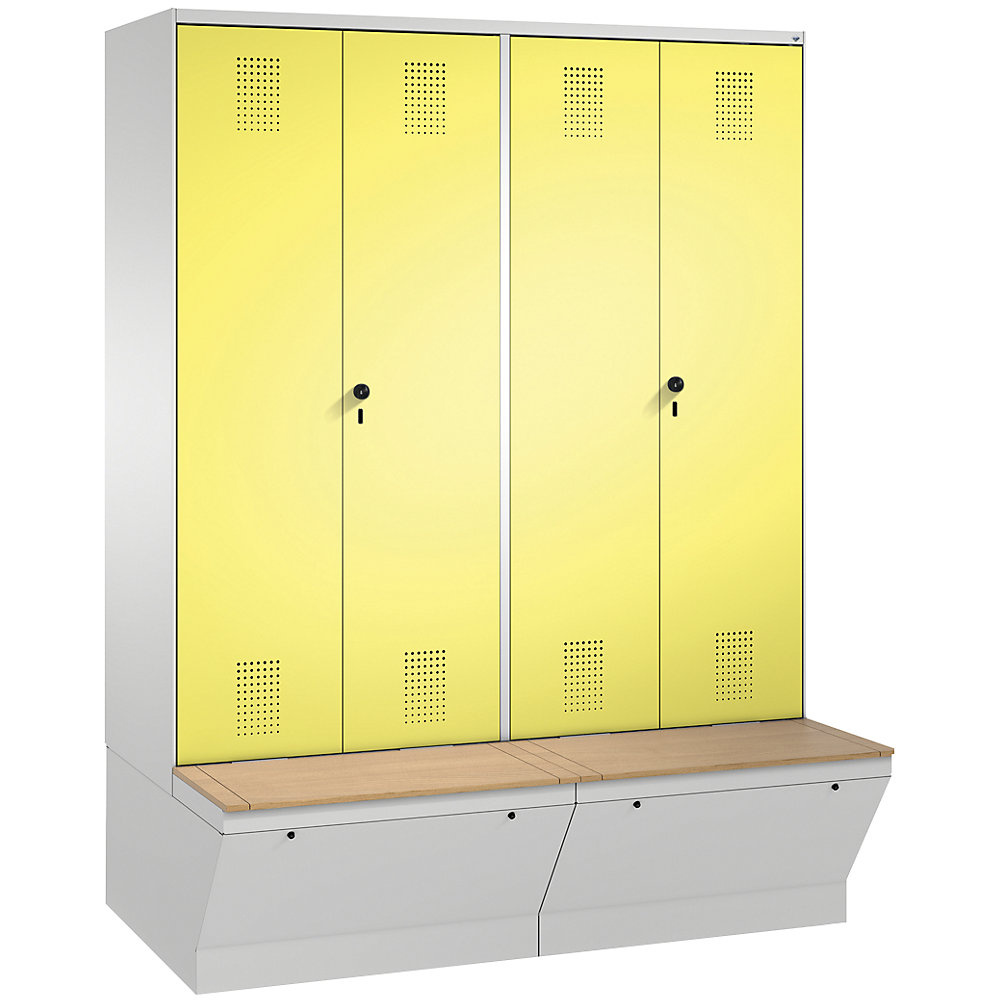 Penderie EVOLO à portes fermant l'une contre l'autre, avec boîte de rangement