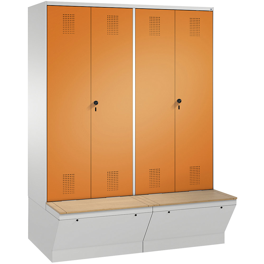 Penderie EVOLO à portes fermant l'une contre l'autre, avec boîte de rangement