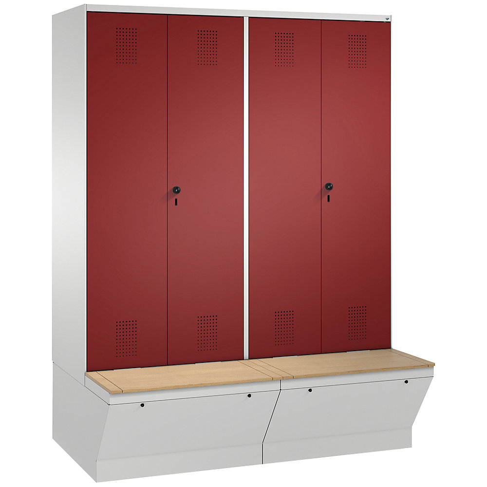 Penderie EVOLO à portes fermant l'une contre l'autre, avec boîte de rangement