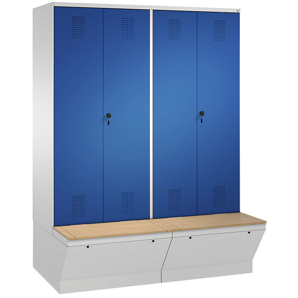 Penderie EVOLO à portes fermant l'une contre l'autre, avec boîte de rangement