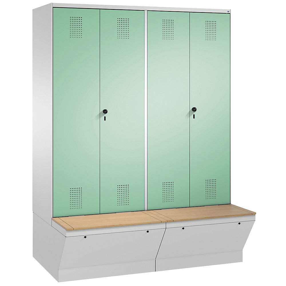 Penderie EVOLO à portes fermant l'une contre l'autre, avec boîte de rangement