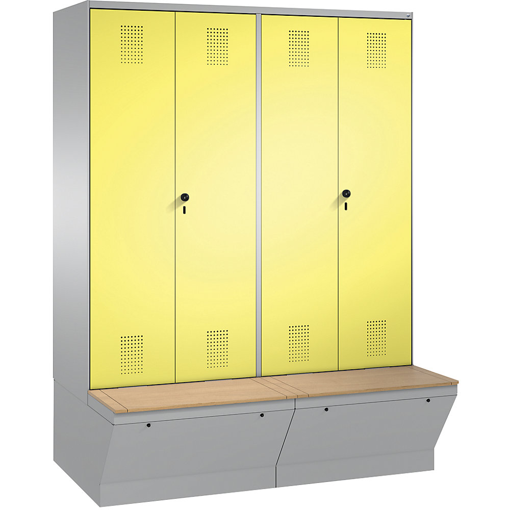 Penderie EVOLO à portes fermant l'une contre l'autre, avec boîte de rangement