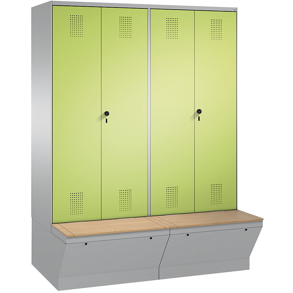 Penderie EVOLO à portes fermant l'une contre l'autre, avec boîte de rangement