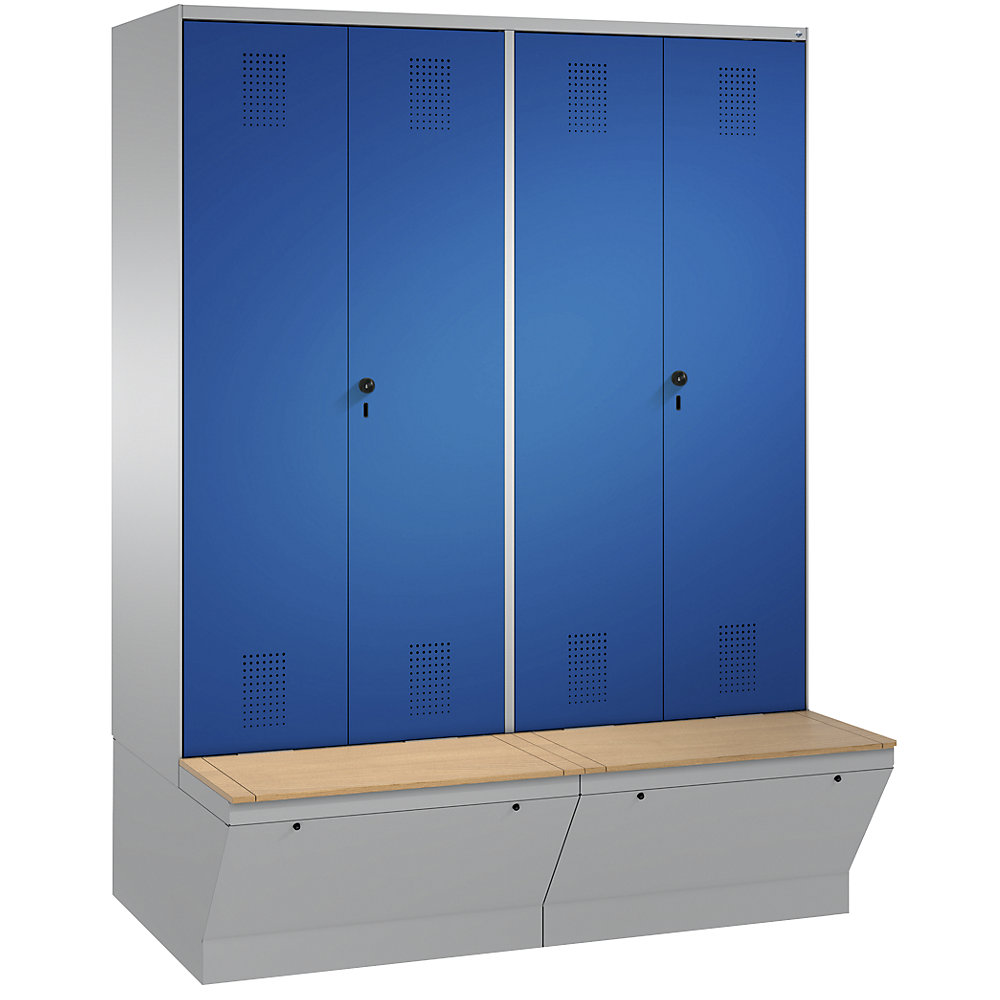 Penderie EVOLO à portes fermant l'une contre l'autre, avec boîte de rangement