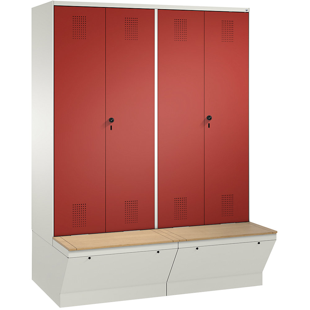 Penderie EVOLO à portes fermant l'une contre l'autre, avec boîte de rangement