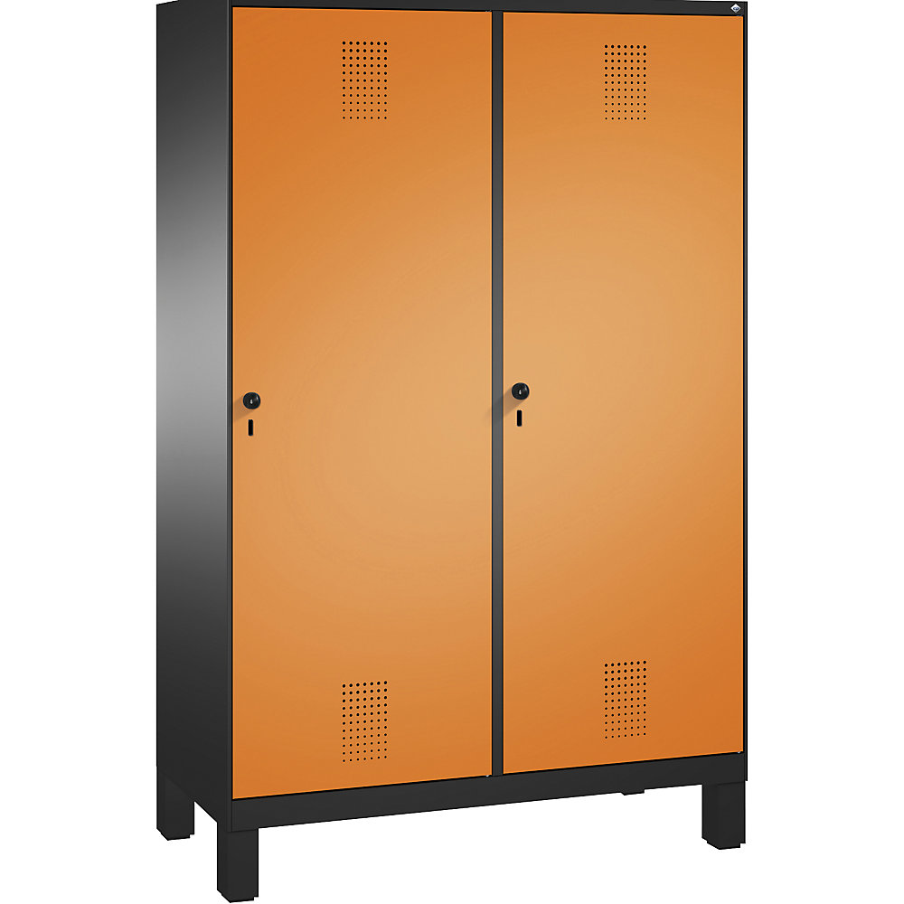 Penderie sur pieds EVOLO, porte au-dessus de 2 compartiments