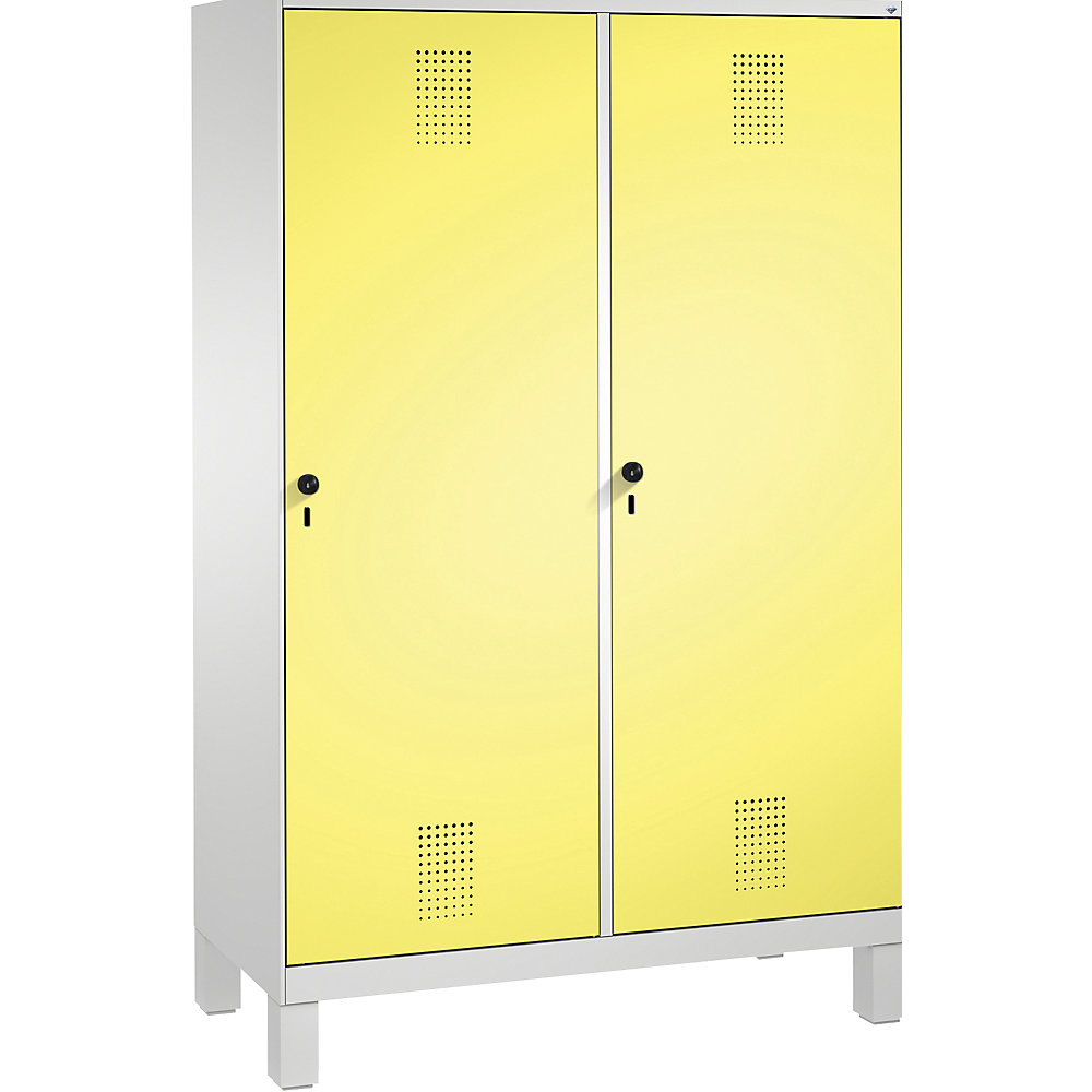 Penderie sur pieds EVOLO, porte au-dessus de 2 compartiments