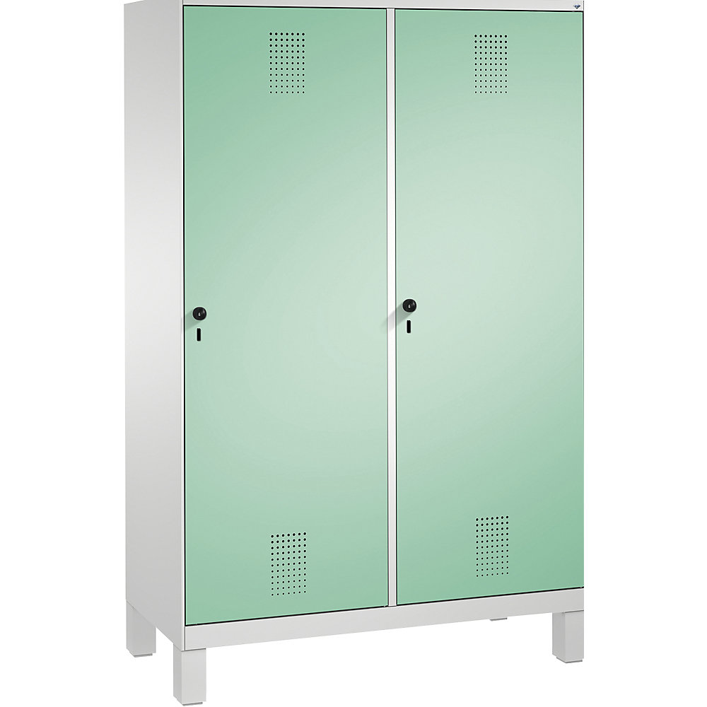 Penderie sur pieds EVOLO, porte au-dessus de 2 compartiments