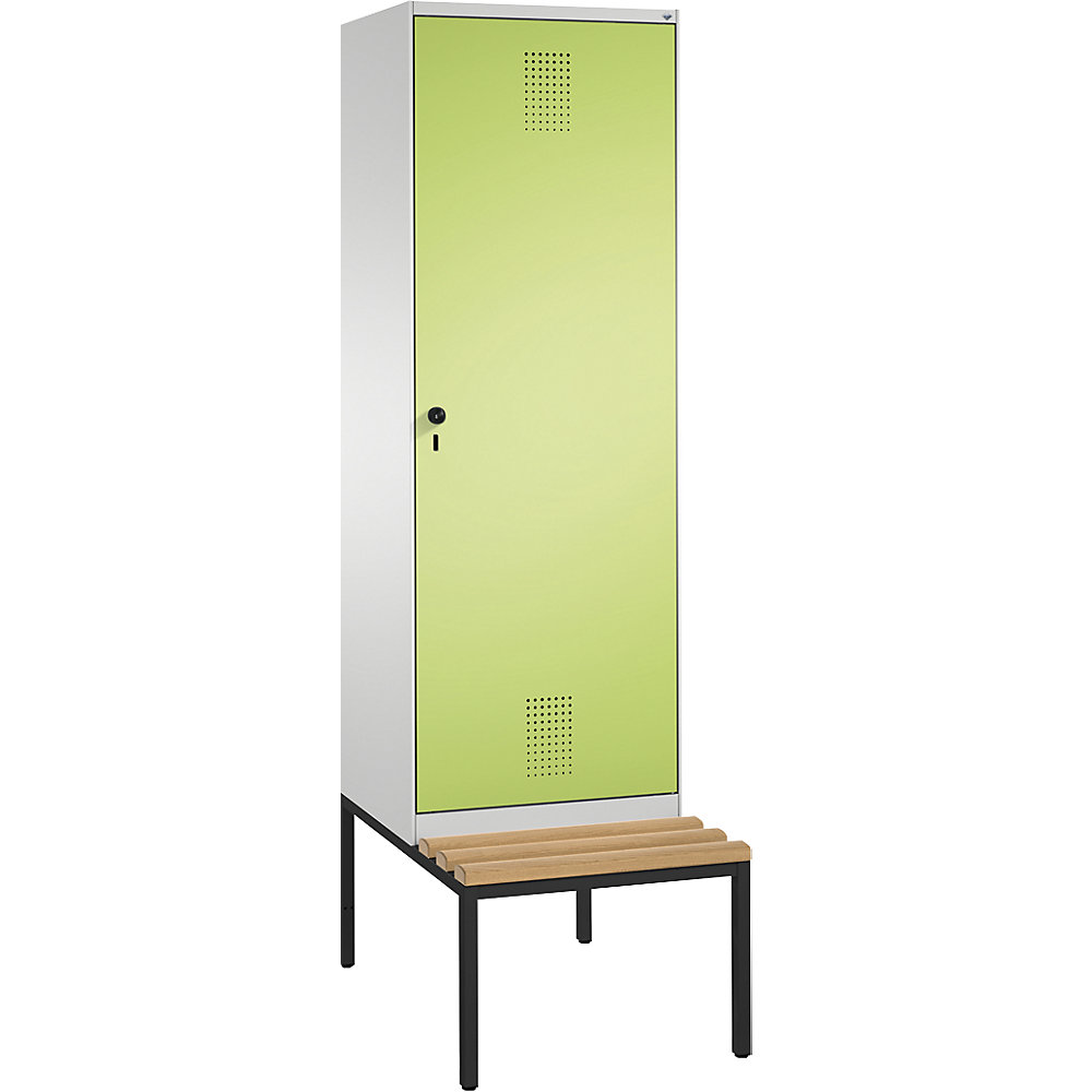 Penderie EVOLO avec banc, porte au-dessus de 2 compartiments