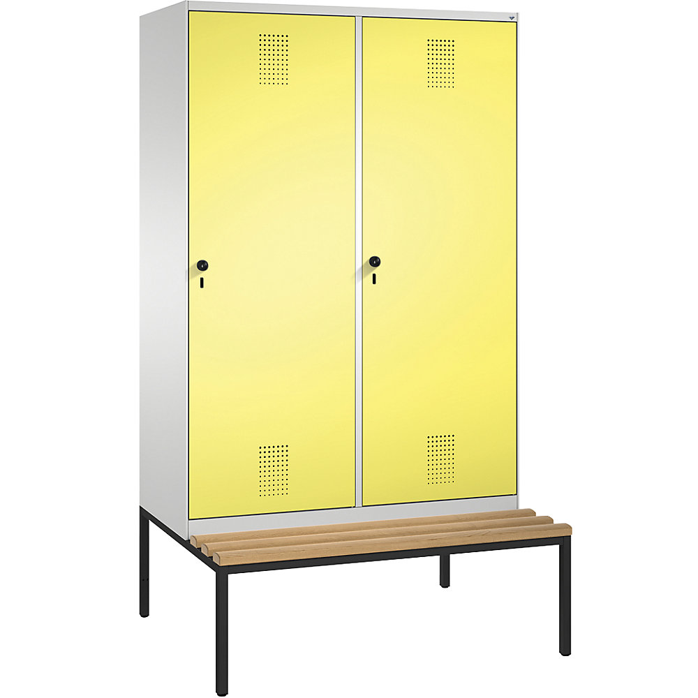 Penderie EVOLO avec banc, porte au-dessus de 2 compartiments