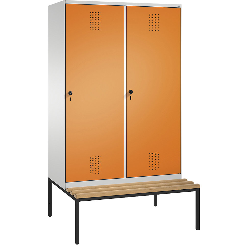 Penderie EVOLO avec banc, porte au-dessus de 2 compartiments