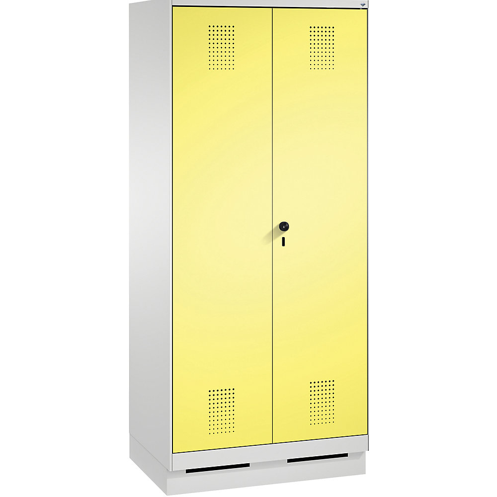 Armoire de rangement sur socle EVOLO, à portes fermant l'une contre l'autre