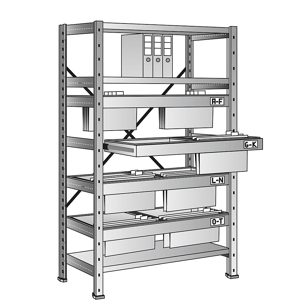 Rayonnage emboîtable pour dossiers suspendus