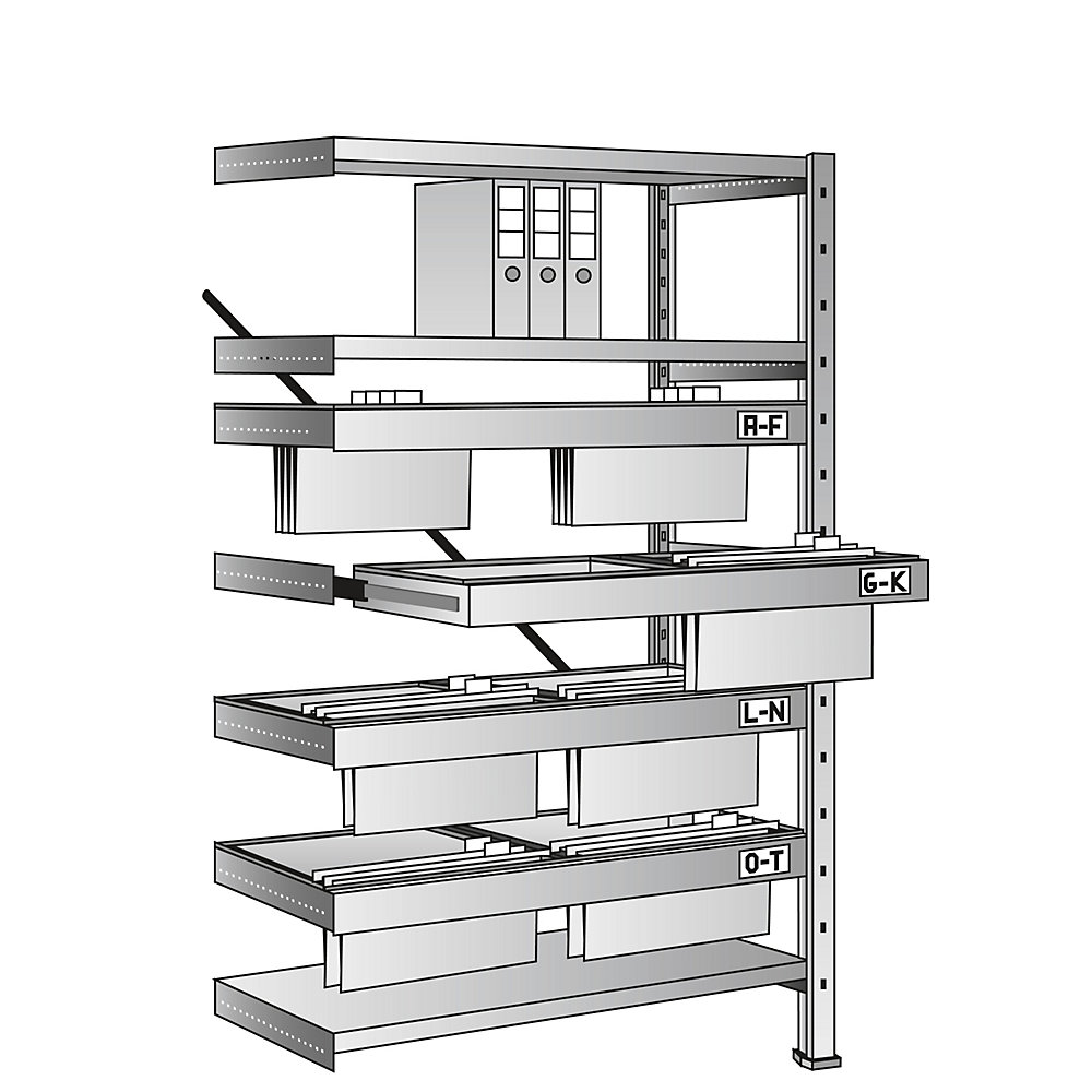 Rayonnage emboîtable pour dossiers suspendus