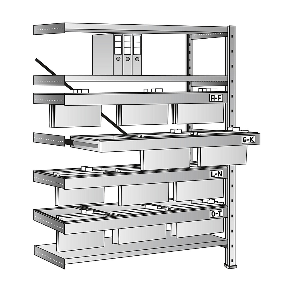 Rayonnage emboîtable pour dossiers suspendus