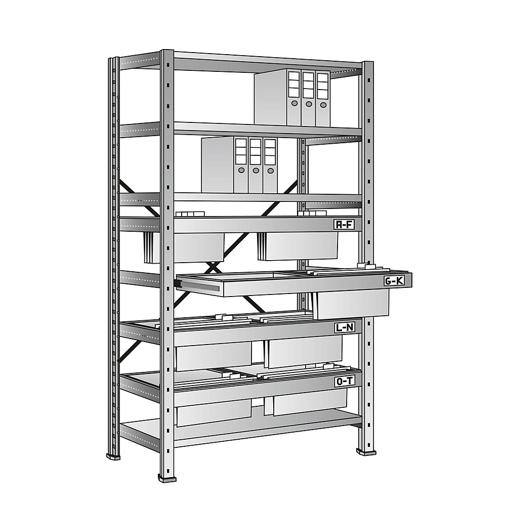 Rayonnage emboîtable pour dossiers suspendus