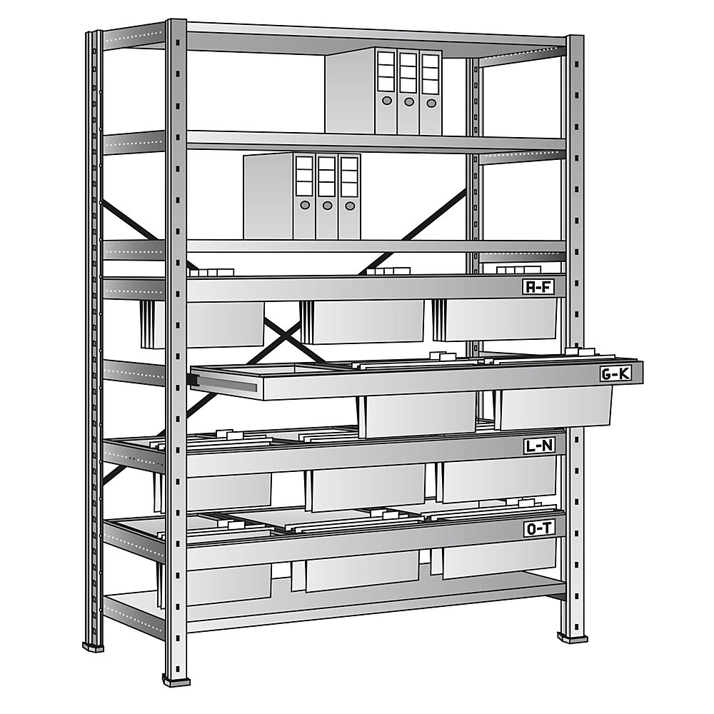 Rayonnage emboîtable pour dossiers suspendus