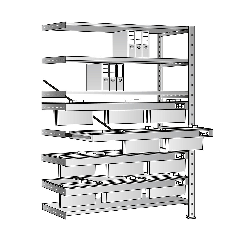 Rayonnage emboîtable pour dossiers suspendus
