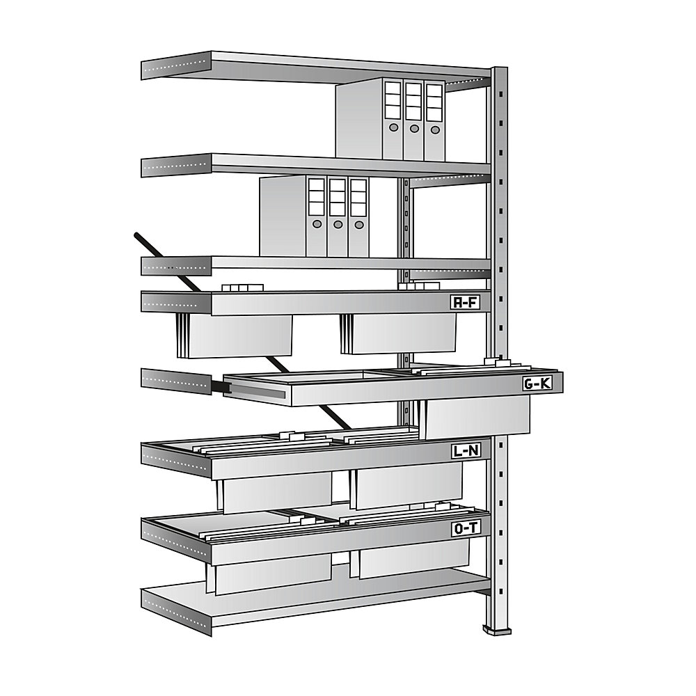 Rayonnage emboîtable pour dossiers suspendus