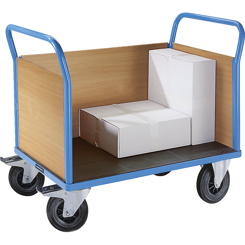 Chariot plate-forme avec panneaux en bois