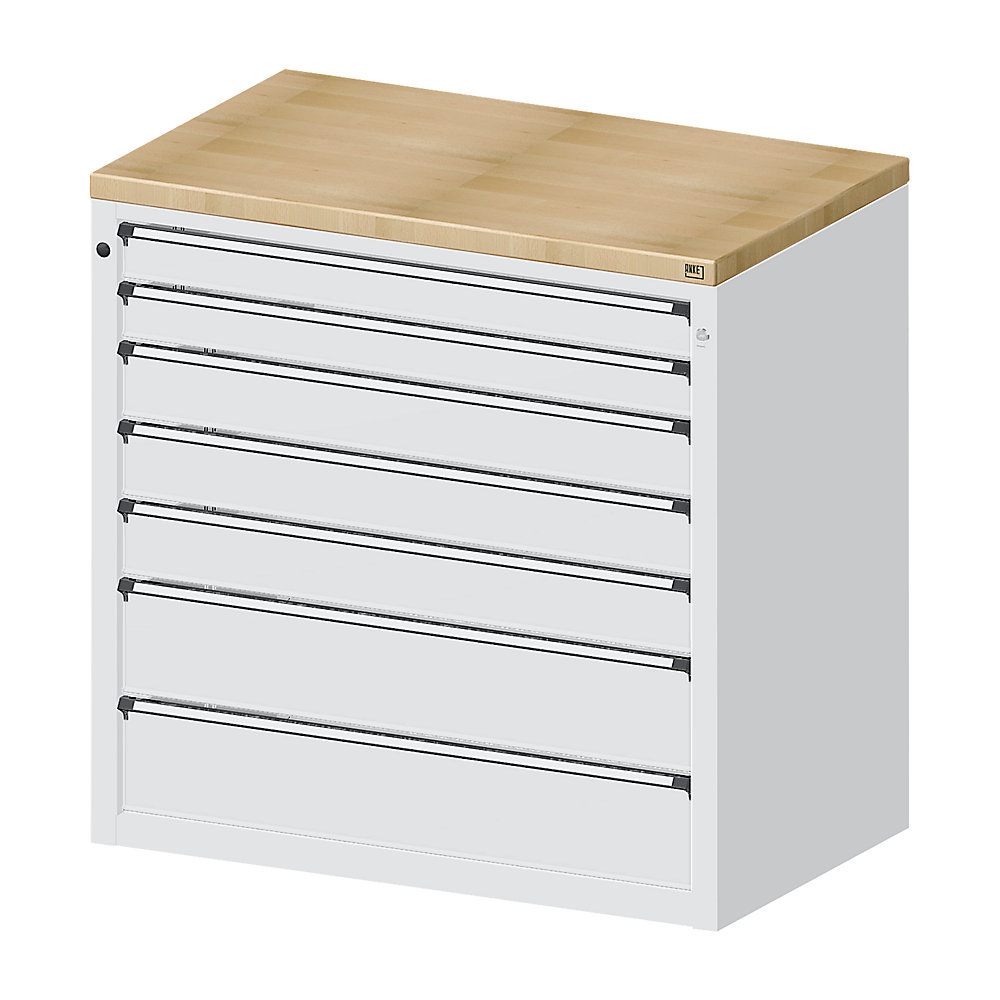 ANKE Cabinet for material and tool dispensing counter, 2 x 90 mm drawers, 3 x 120 mm drawers, 2 x 180 mm drawers, grey