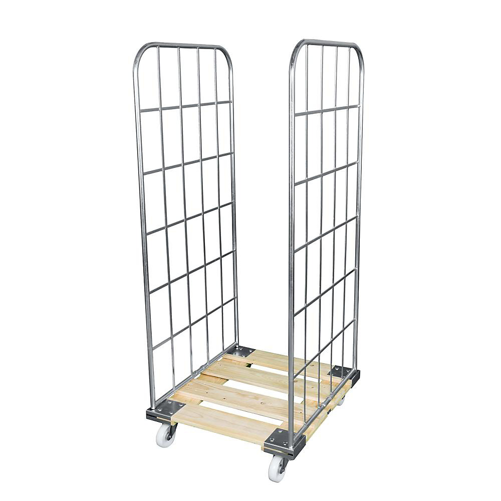 Roll-conteneur avec socle roulant en bois