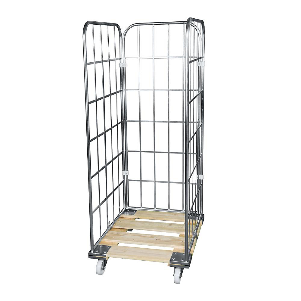 Roll-conteneur avec socle roulant en bois