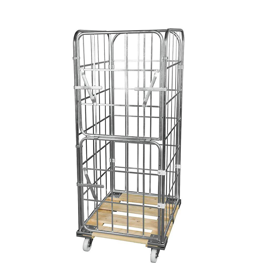 Roll-conteneur avec socle roulant en bois