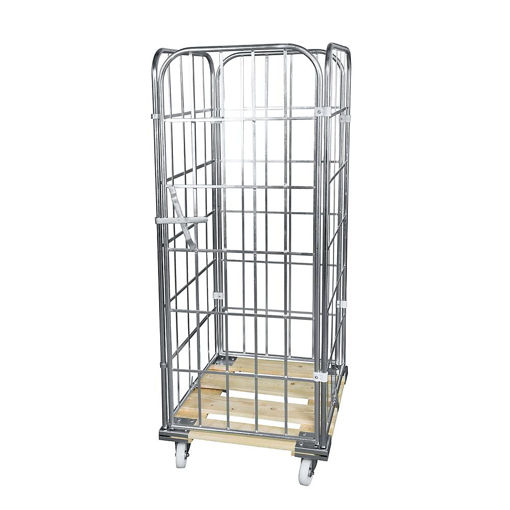 Roll-conteneur avec socle roulant en bois