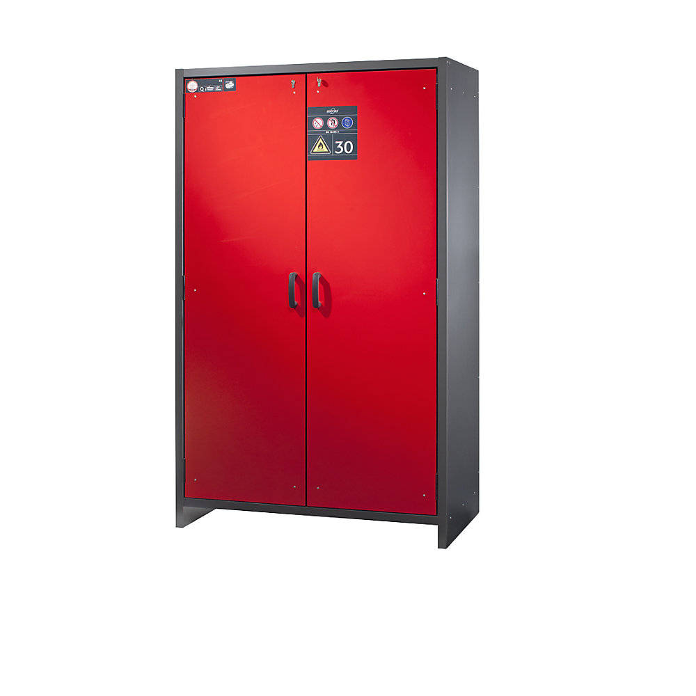 asecos Fire resistant hazardous goods cupboard, type 30, type 30, 2-door, 259 kg, with sheet steel doors, traffic red doors