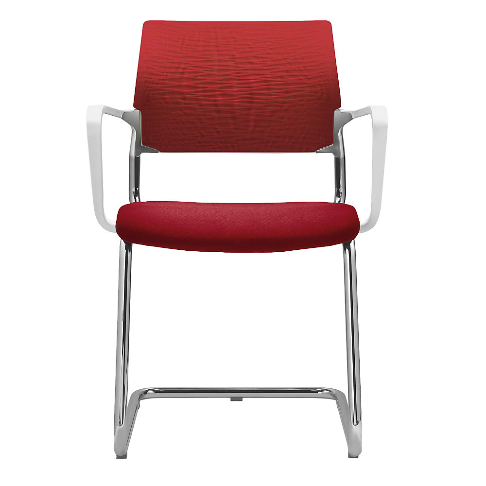 Image of Dauphin Sedia per visitatori X-CODE, sedia a telaio oscillante con braccioli, rosso