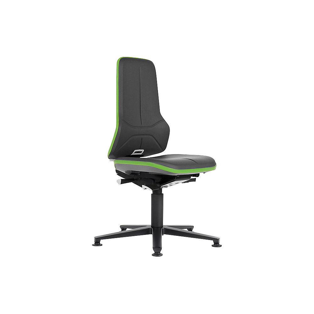 bimos NEON industrial swivel chair, vinyl seat, green bumper