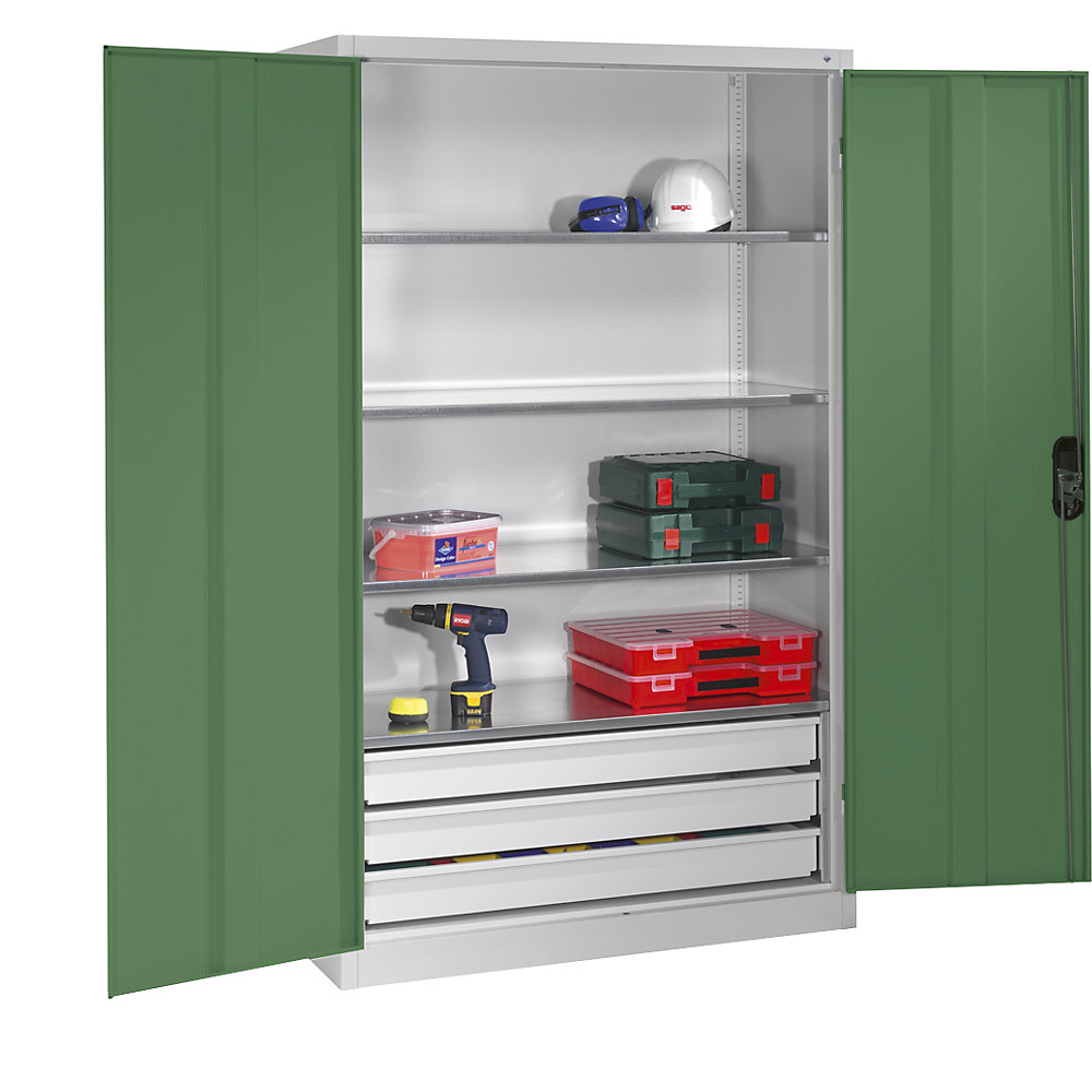 Großraumschrank extrahoch, HxB 1950 x 1200 mm, Tiefe 500 mm, Türe resedagrün C+P 2