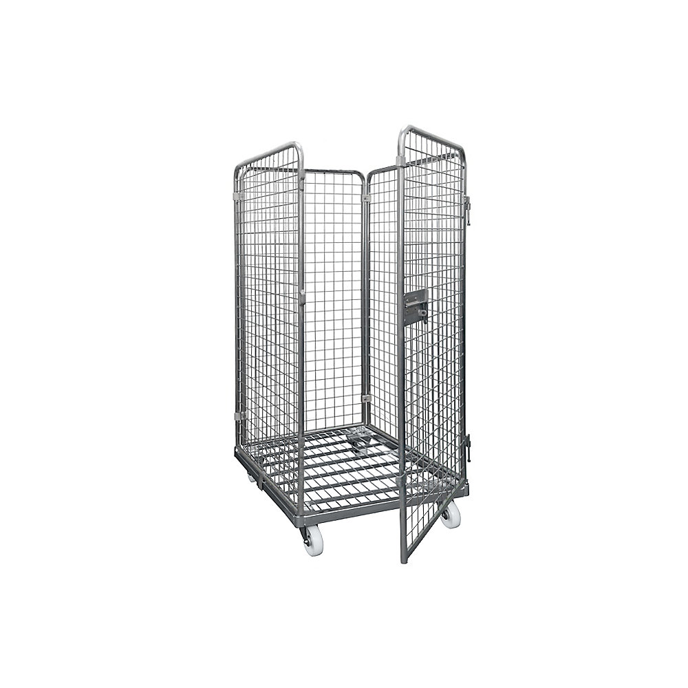 Roll-conteneur grillagé avec socle roulant en acier
